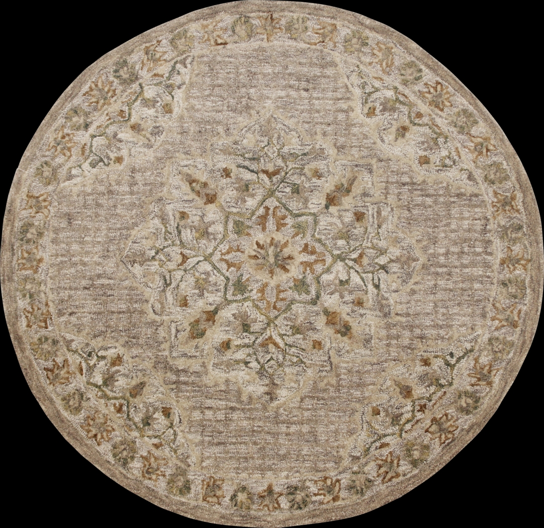 Wundar Beige 4' Round Rug - Thumbnail - Image 1