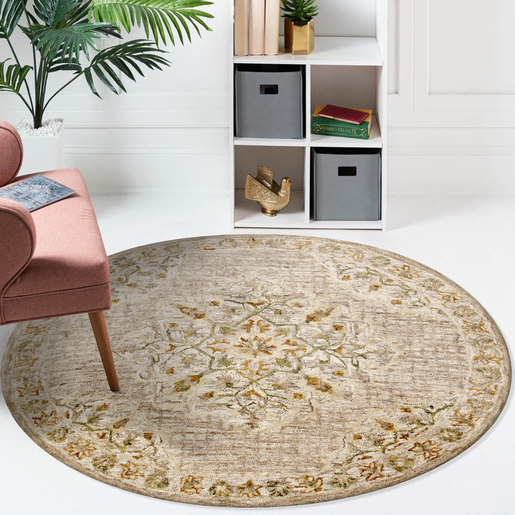 Wundar Beige 6' Round Rug - Thumbnail - Image 2