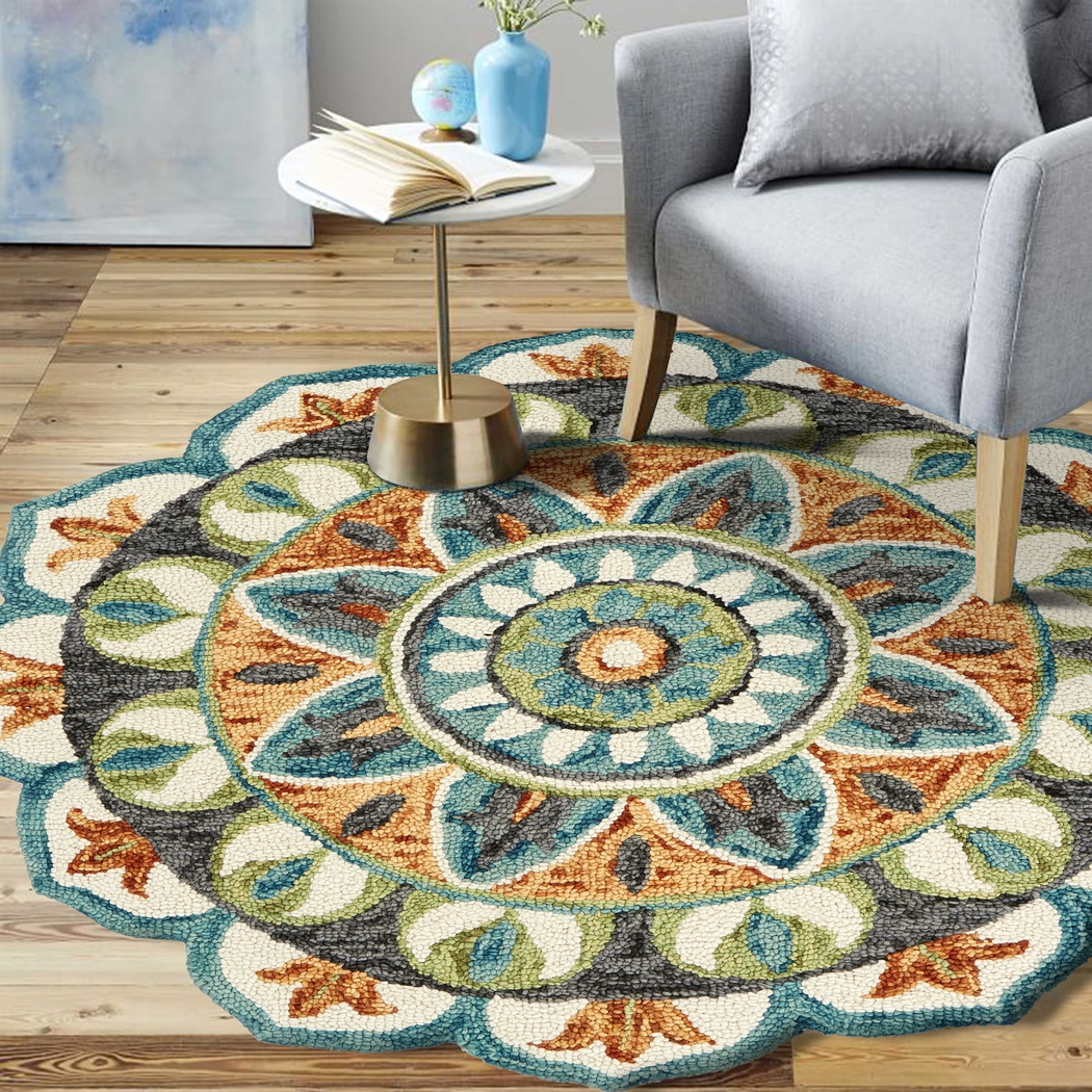 Haben Orange 4' Round Rug - Thumbnail - Image 3