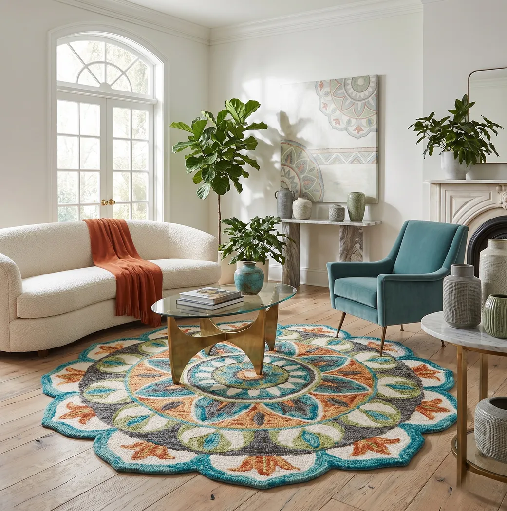 Haben Orange 4' Round Rug - Image 9