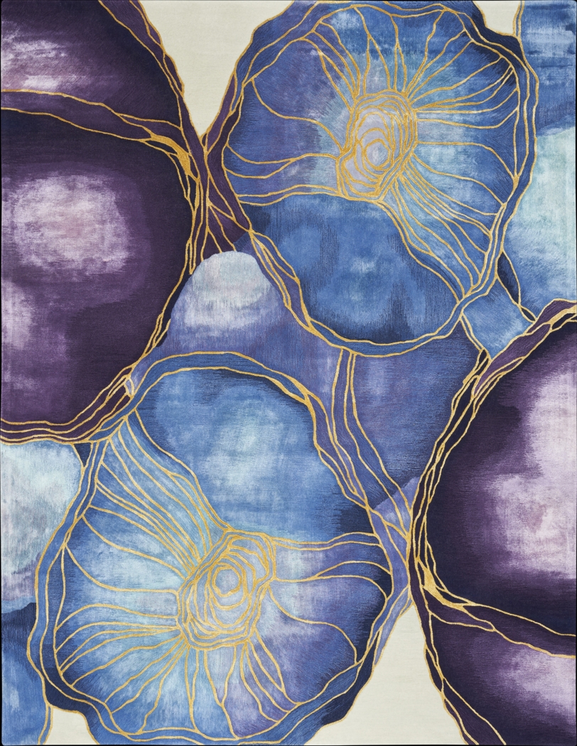 Haebao Blue/Gold 5'6 x 7'5 Rug - Thumbnail - Image 1