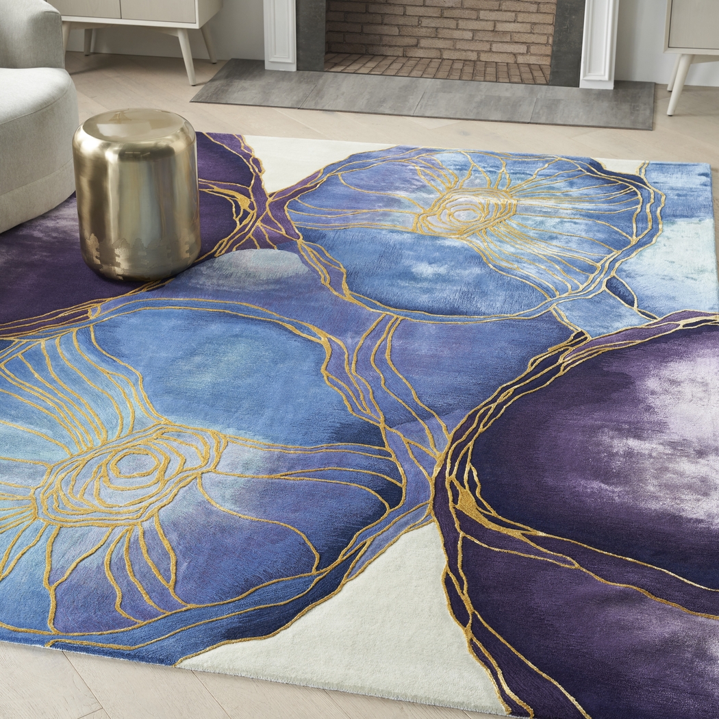 Haebao Blue/Gold 7'9 x 9'9 Rug - Thumbnail - Image 2