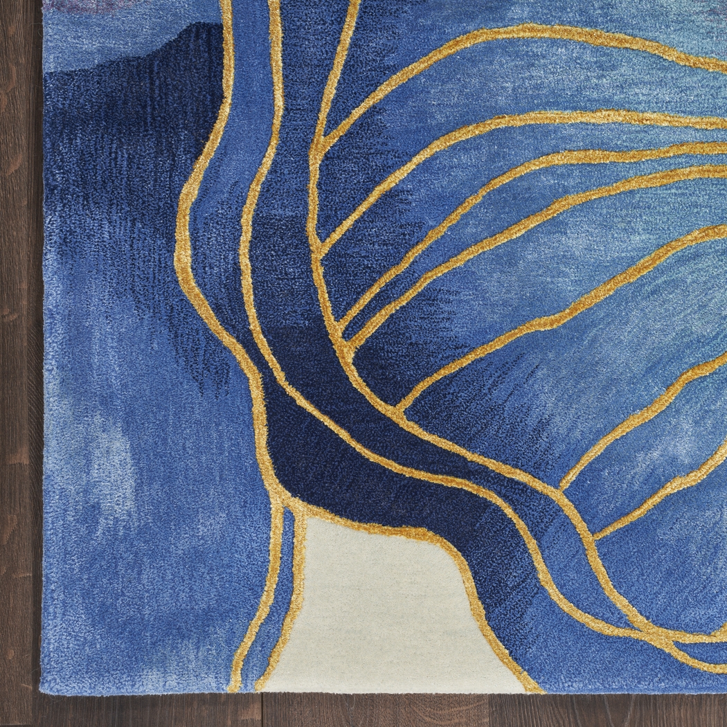 Haebao Blue/Gold 7'9 x 9'9 Rug - Thumbnail - Image 3