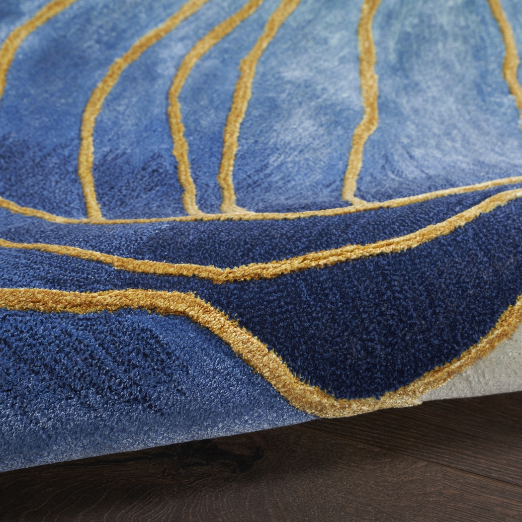 Haebao Blue/Gold 7'9 x 9'9 Rug - Thumbnail - Image 9