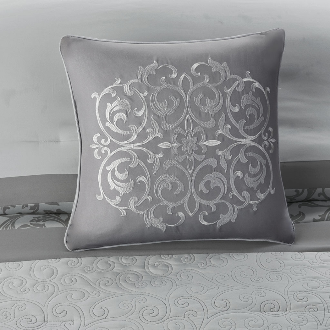 Hafnor Gray 8 Pc Queen Comforter Set - Thumbnail - Image 8