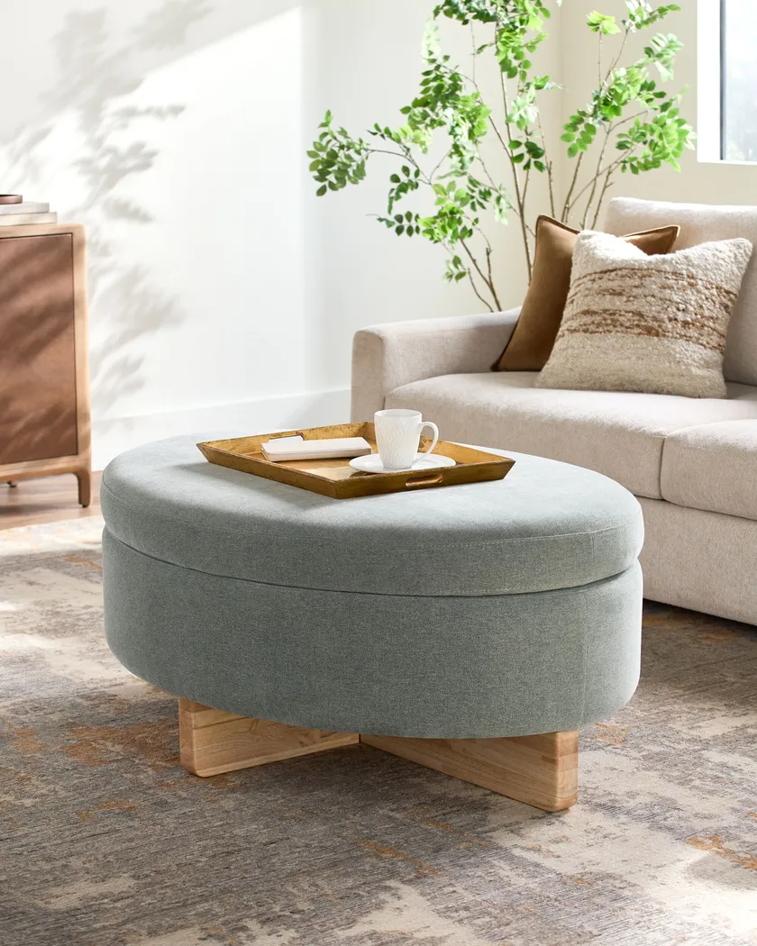 Hakam Teal Storage Ottoman - Thumbnail - Image 2