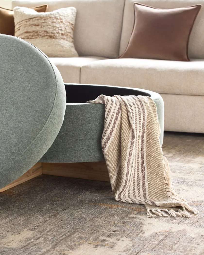 Hakam Teal Storage Ottoman - Thumbnail - Image 3
