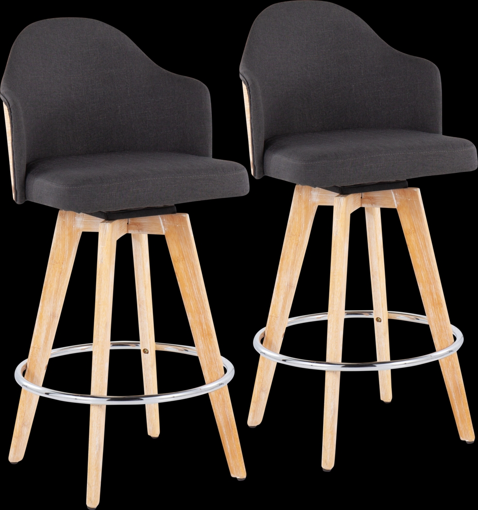 Hakea Charcoal Counter Height Stool, Set of 2 - Thumbnail - Image 1