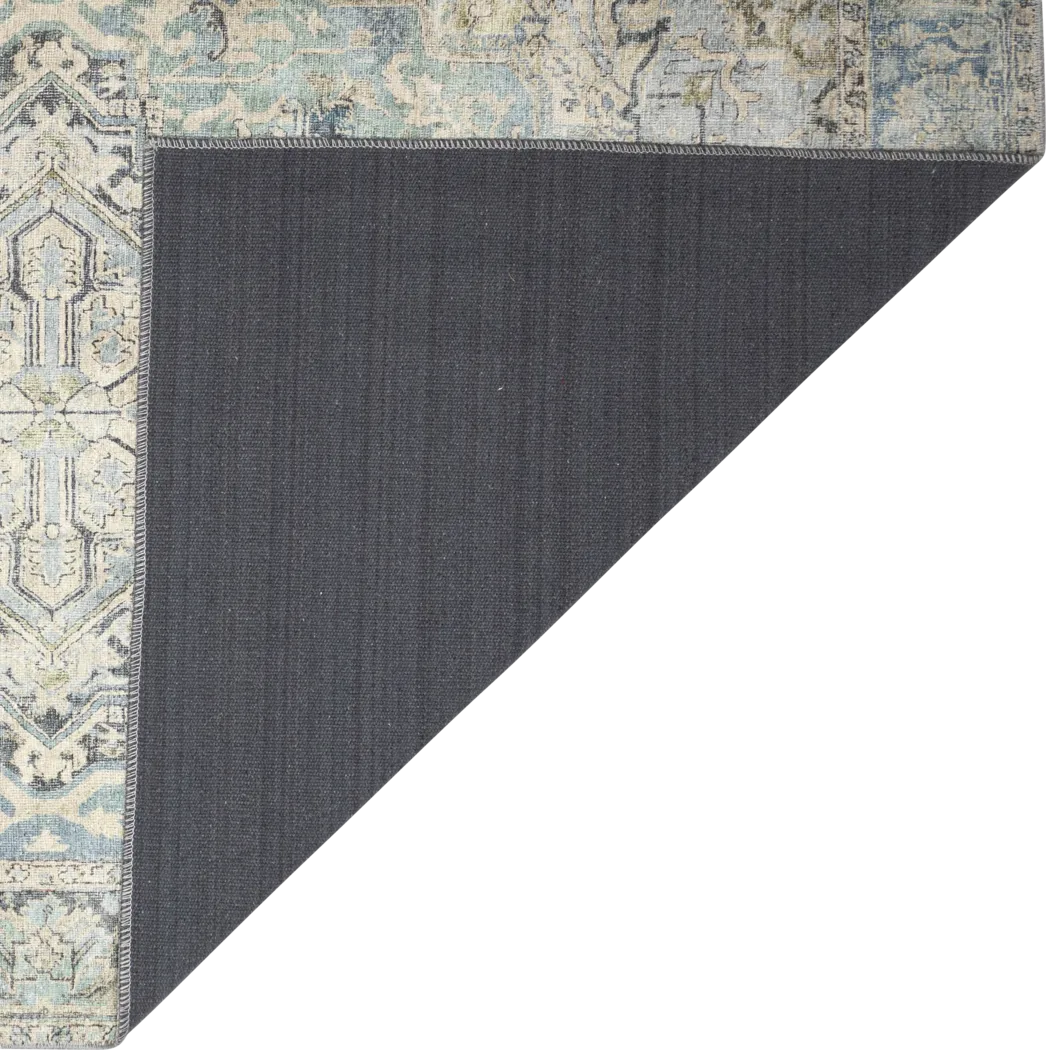 Haldia Blue 6'3 x 9'6 Machine Washable Rug - Thumbnail - Image 5