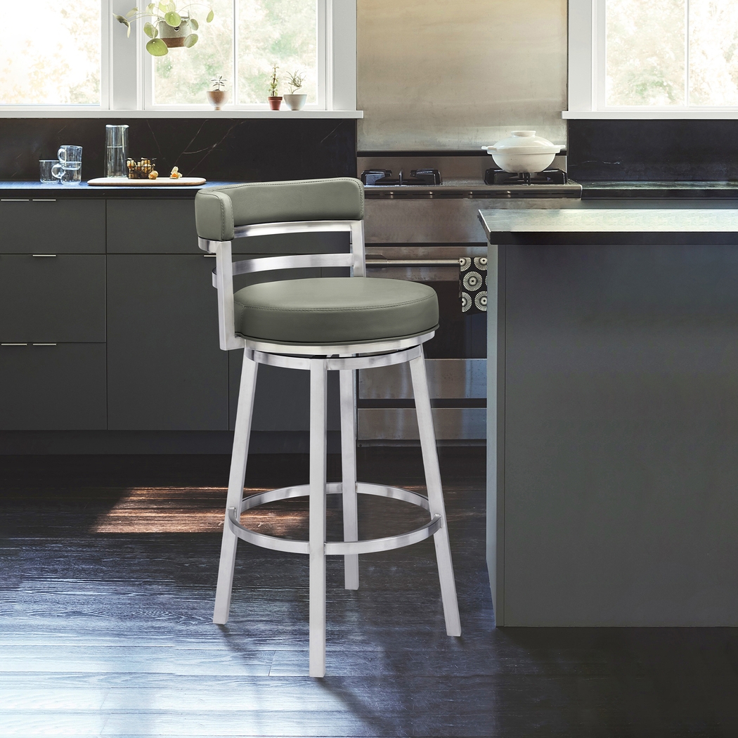Haligue Gray Swivel Barstool - Thumbnail - Image 2