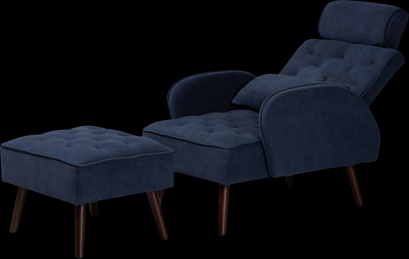 Halijen Navy Recliner and Ottoman Set - Thumbnail - Image 2