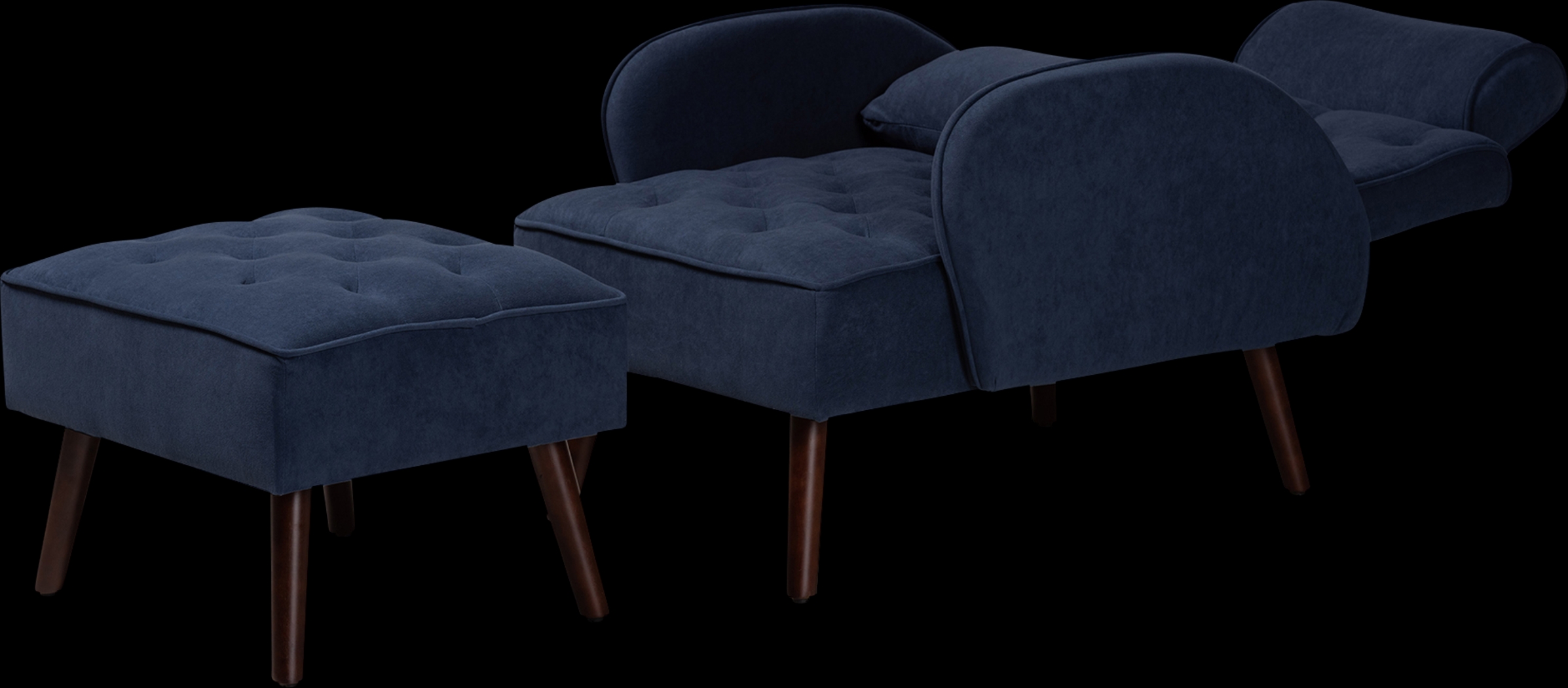 Halijen Navy Recliner and Ottoman Set - Thumbnail - Image 3