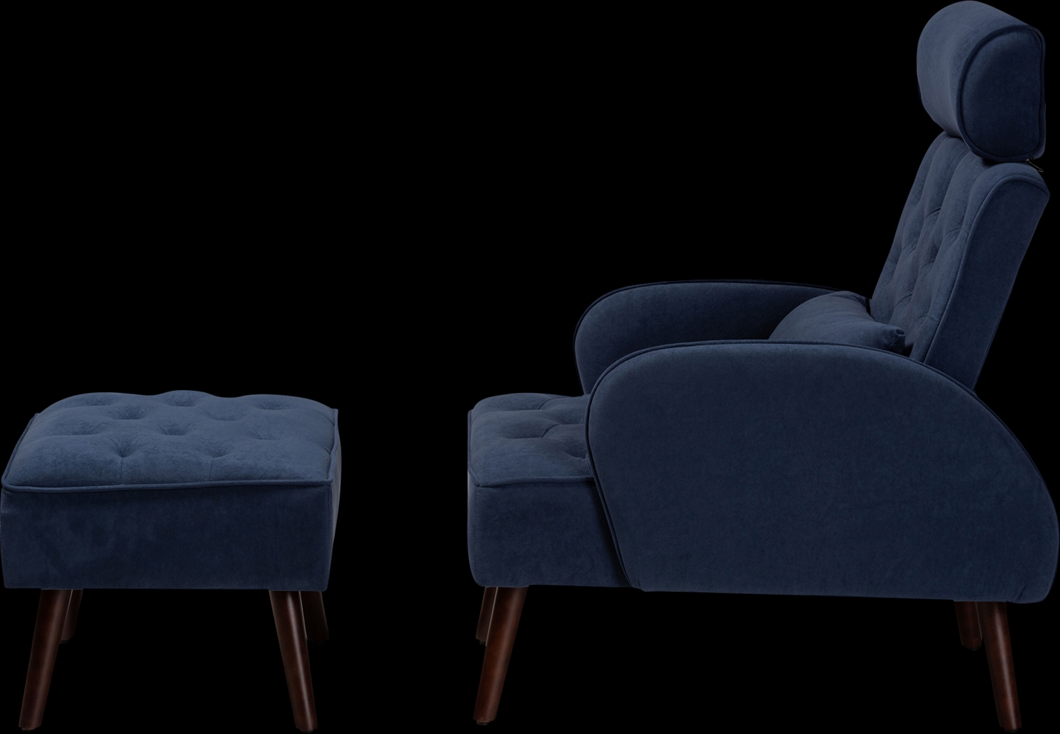 Halijen Navy Recliner and Ottoman Set - Thumbnail - Image 5