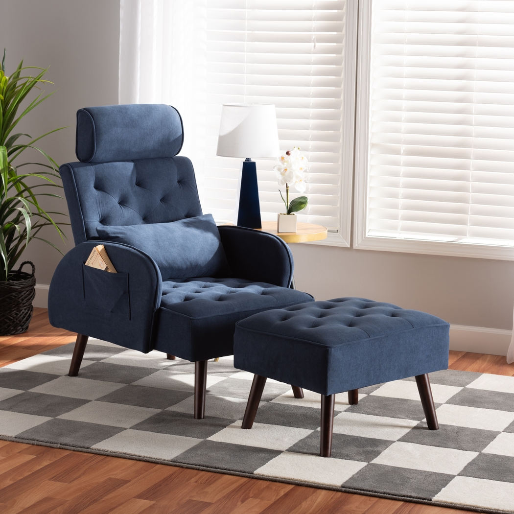 Halijen Navy Recliner and Ottoman Set - Thumbnail - Image 8