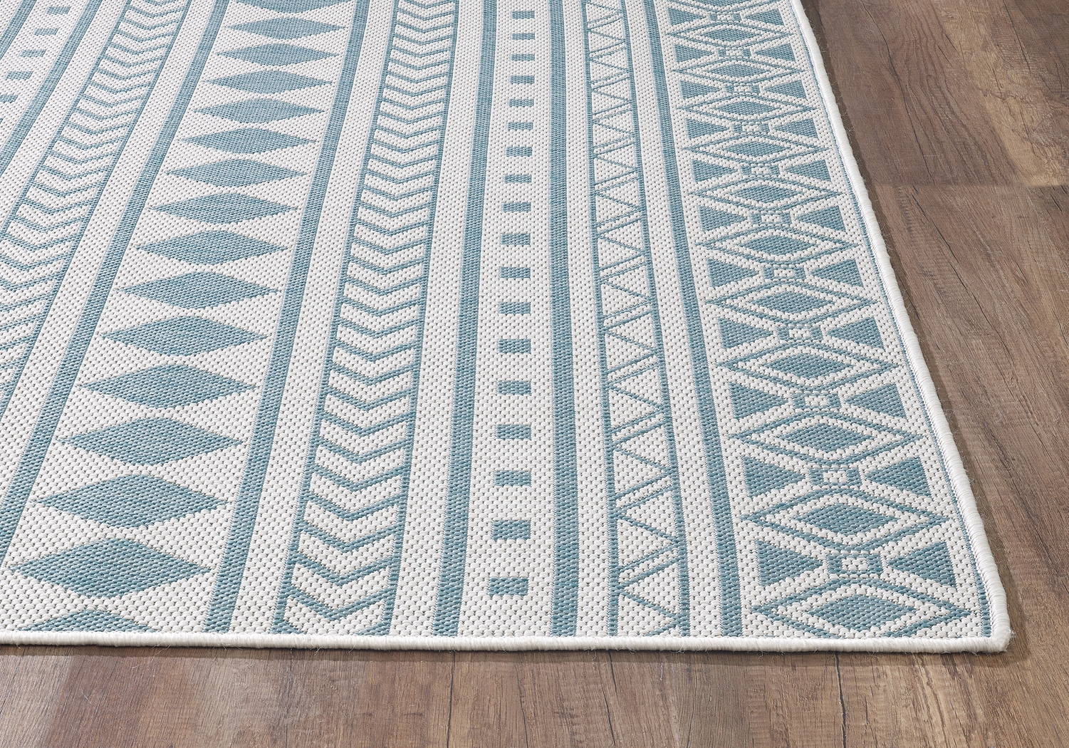 Halinora Ivory/Aqua 7'10 x 10'10 Indoor/Outdoor Rug - Thumbnail - Image 4