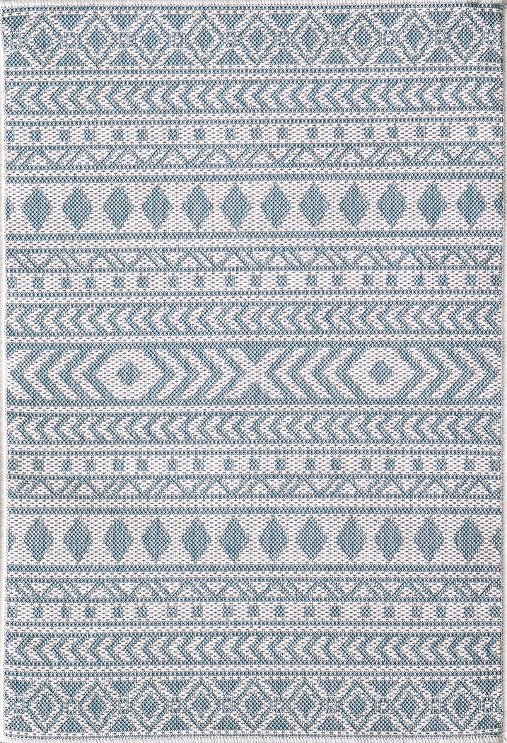 Halinora Ivory/Aqua 7'10 x 10'10 Indoor/Outdoor Rug - Thumbnail - Image 1