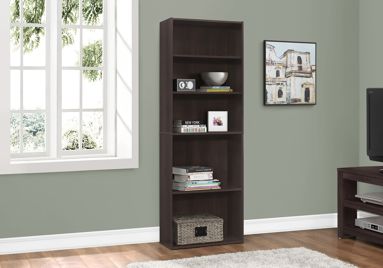Hallbrook Cappuccino Bookcase - Thumbnail - Image 2