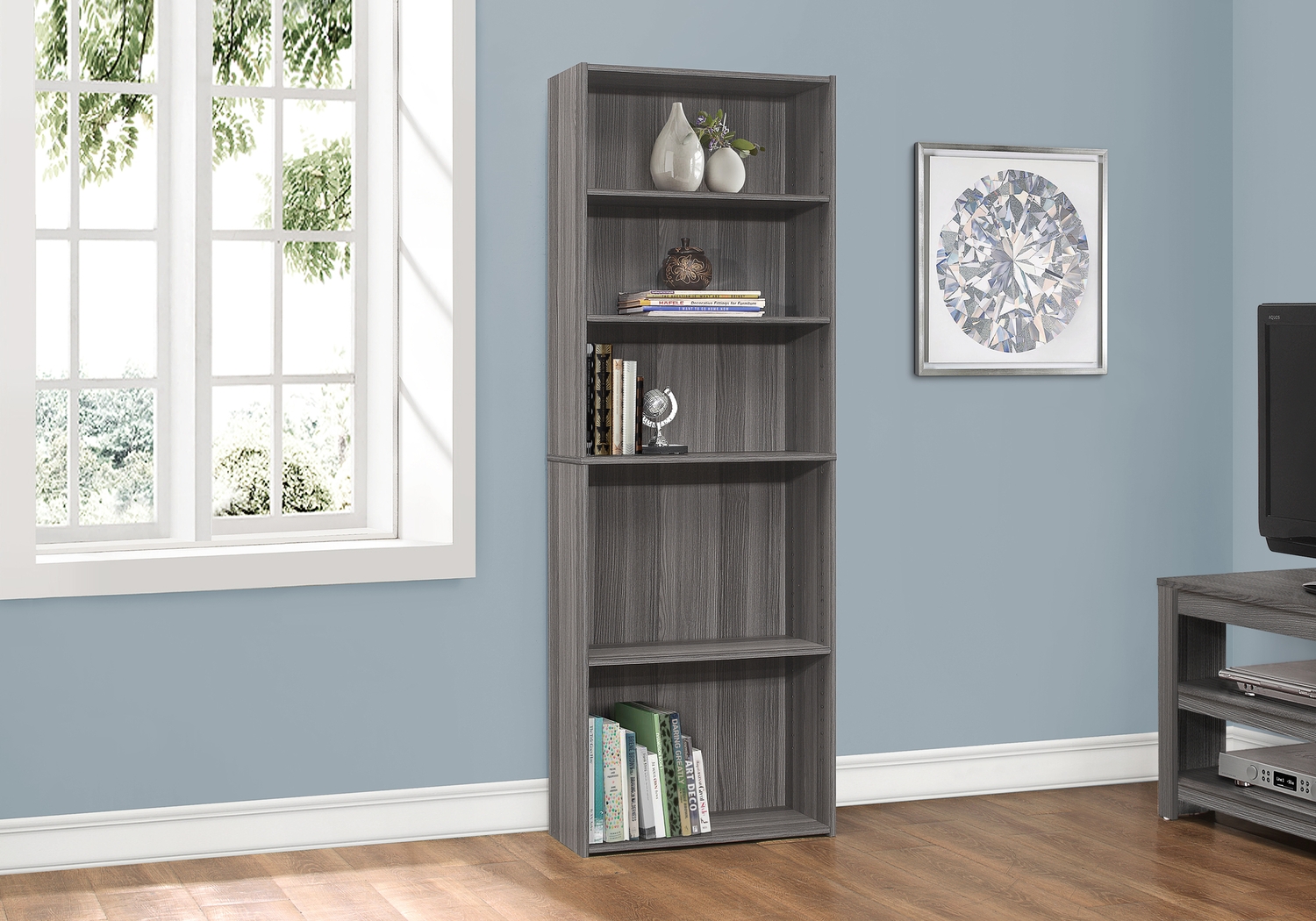 Hallbrook Gray Bookcase - Thumbnail - Image 2