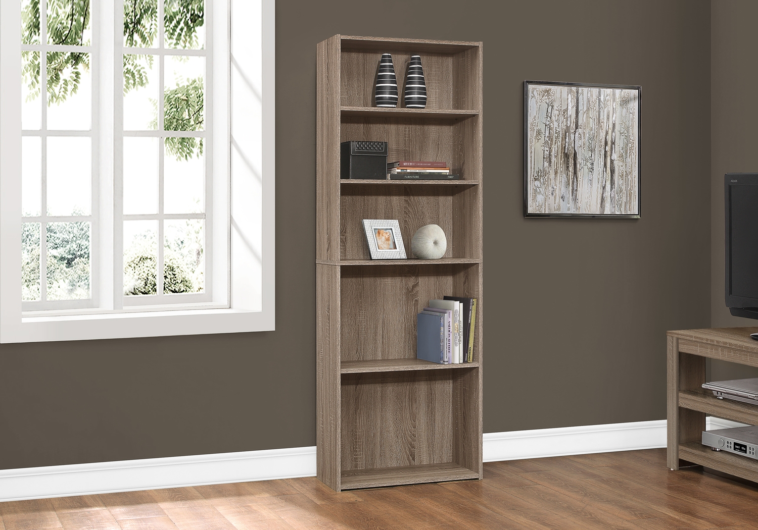 Hallbrook Taupe Bookcase - Thumbnail - Image 2