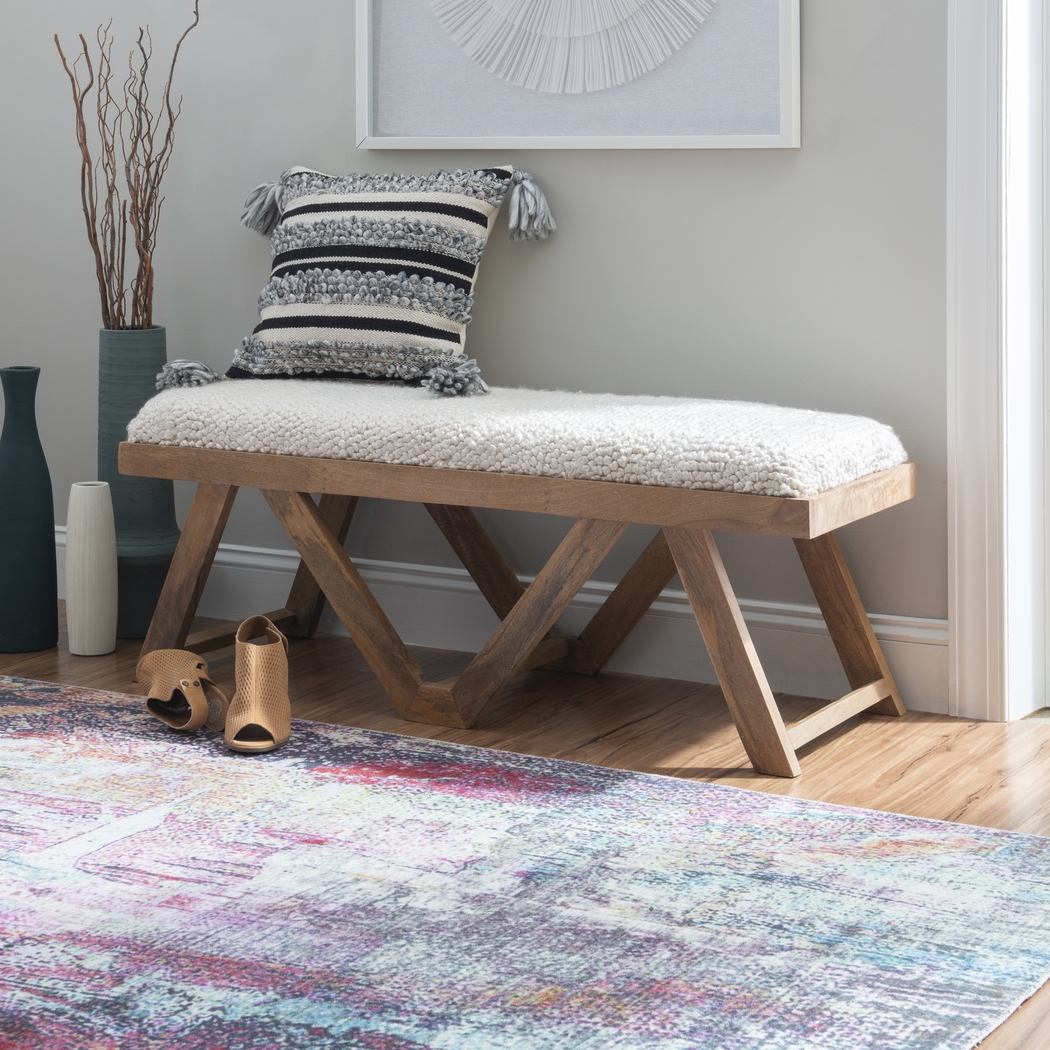 Halning Cream Accent Bench - Thumbnail - Image 2