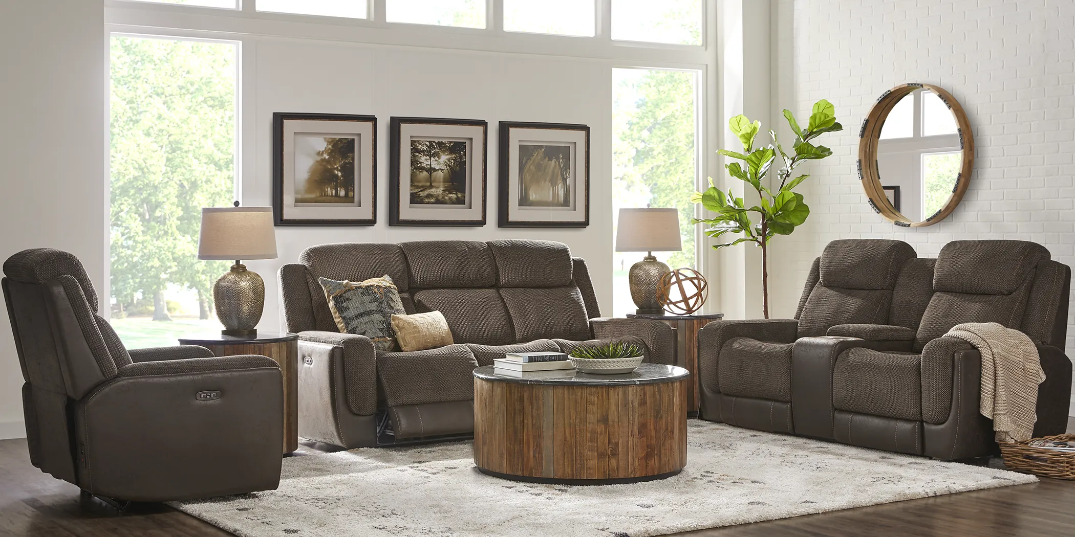 Halsted Brown 5 Pc Reclining Living Room - Thumbnail - Image 1