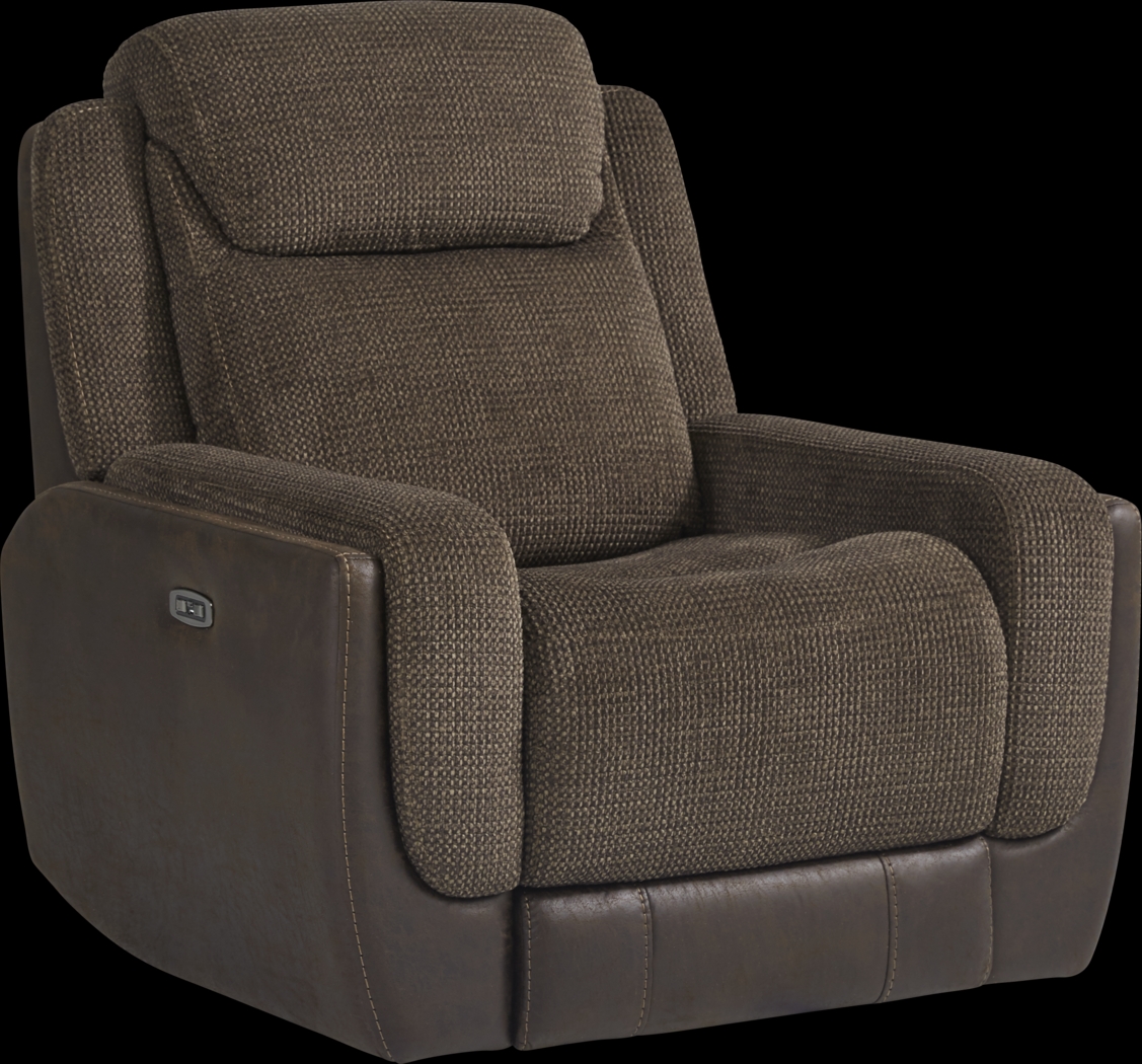 Halsted Brown Dual Power Recliner - Thumbnail - Image 1
