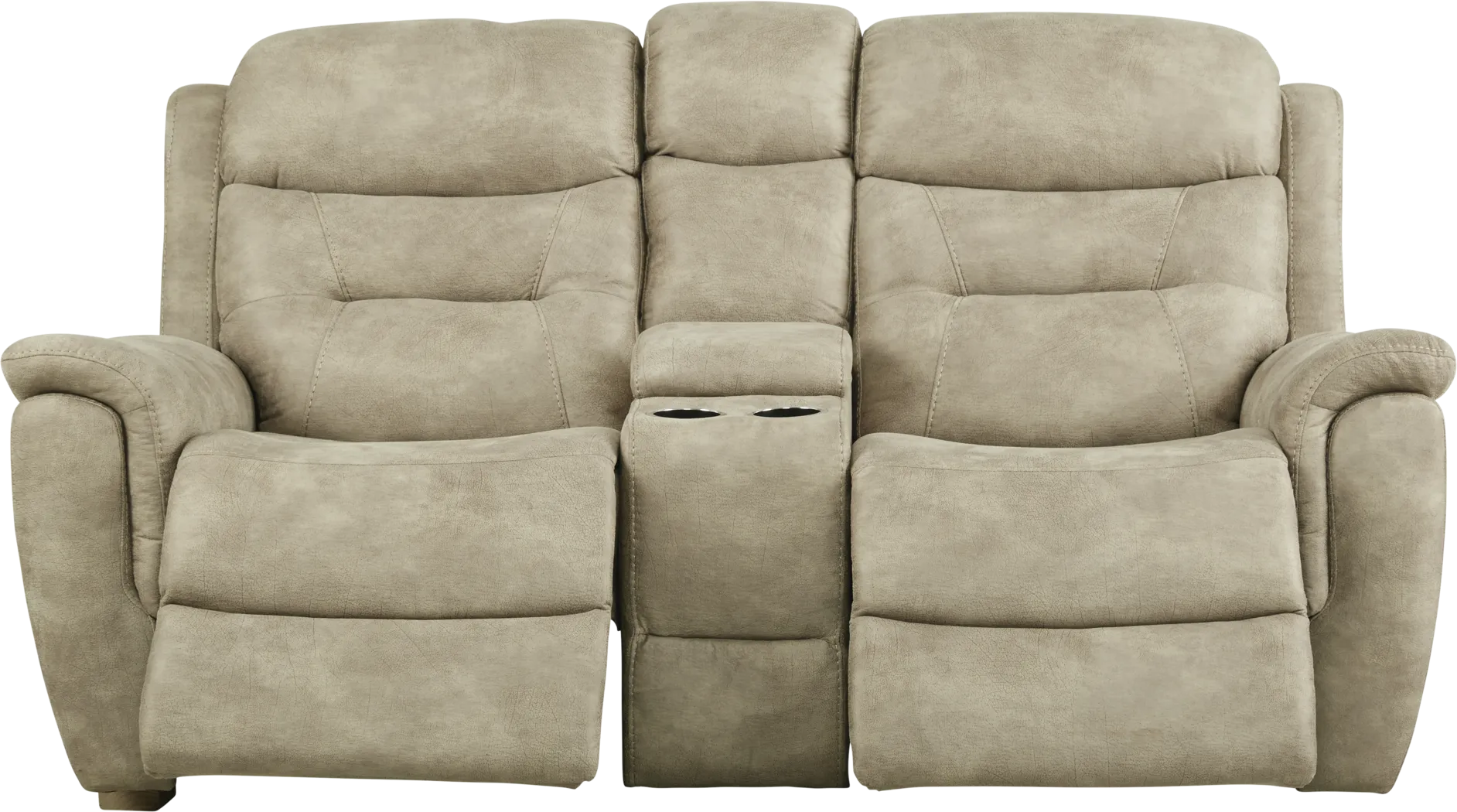 Halton Hills Sand Reclining Console Loveseat - Thumbnail - Image 1