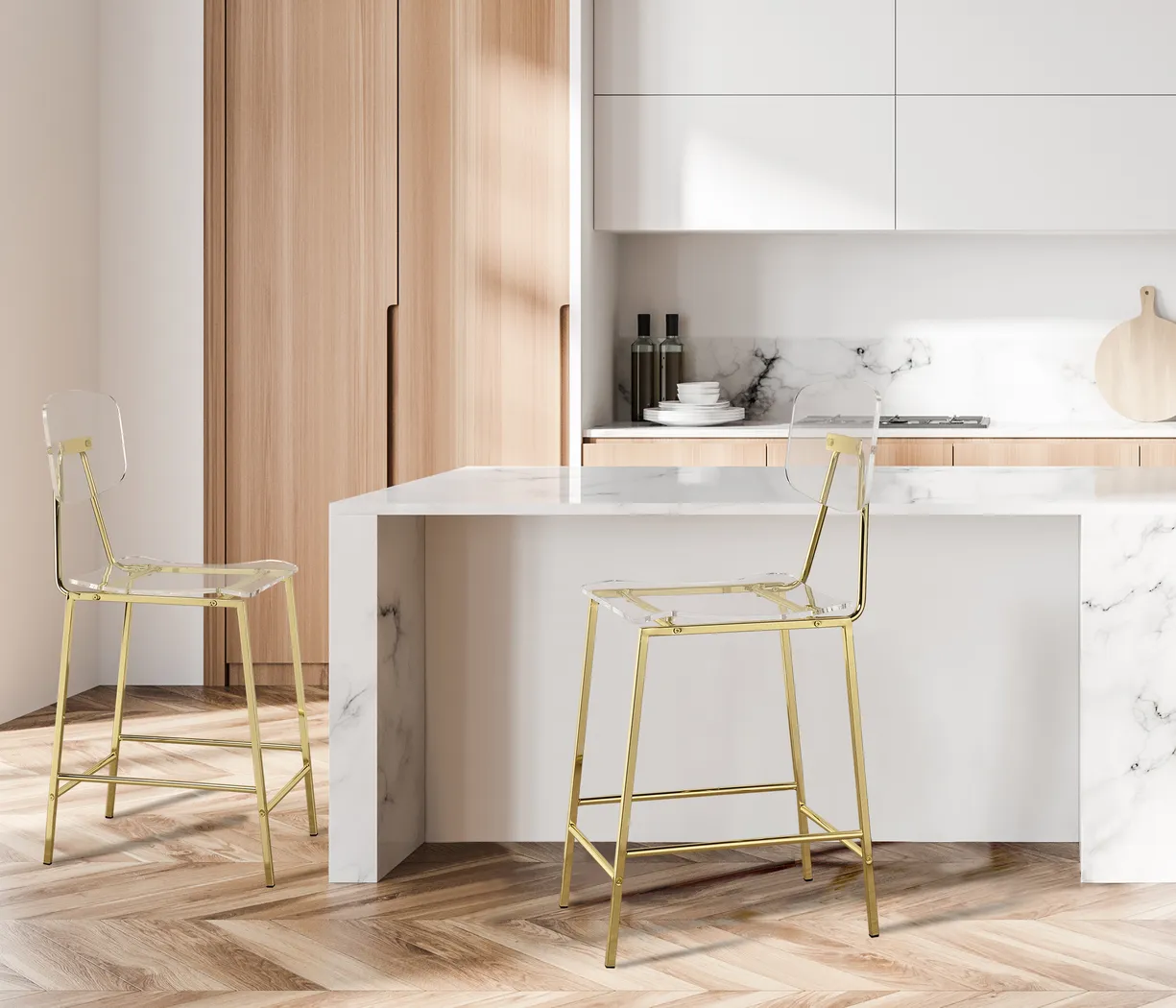 Hamdin I Clear Counter Height Stool, Set of 2 - Thumbnail - Image 2