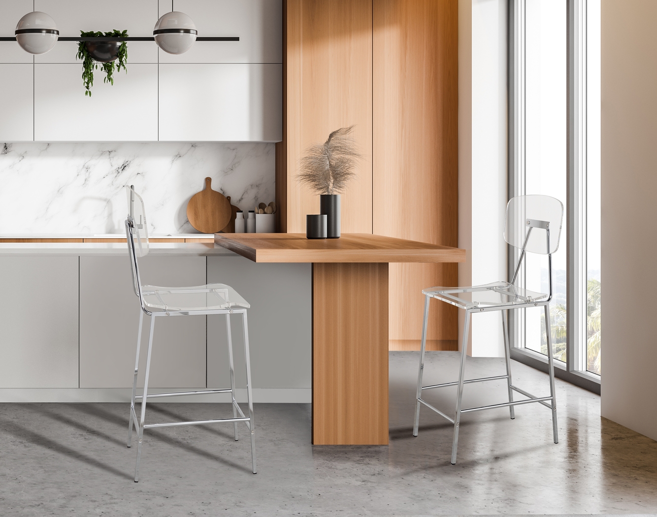 Hamdin II Clear Counter Height Stool, Set of 2 - Thumbnail - Image 3