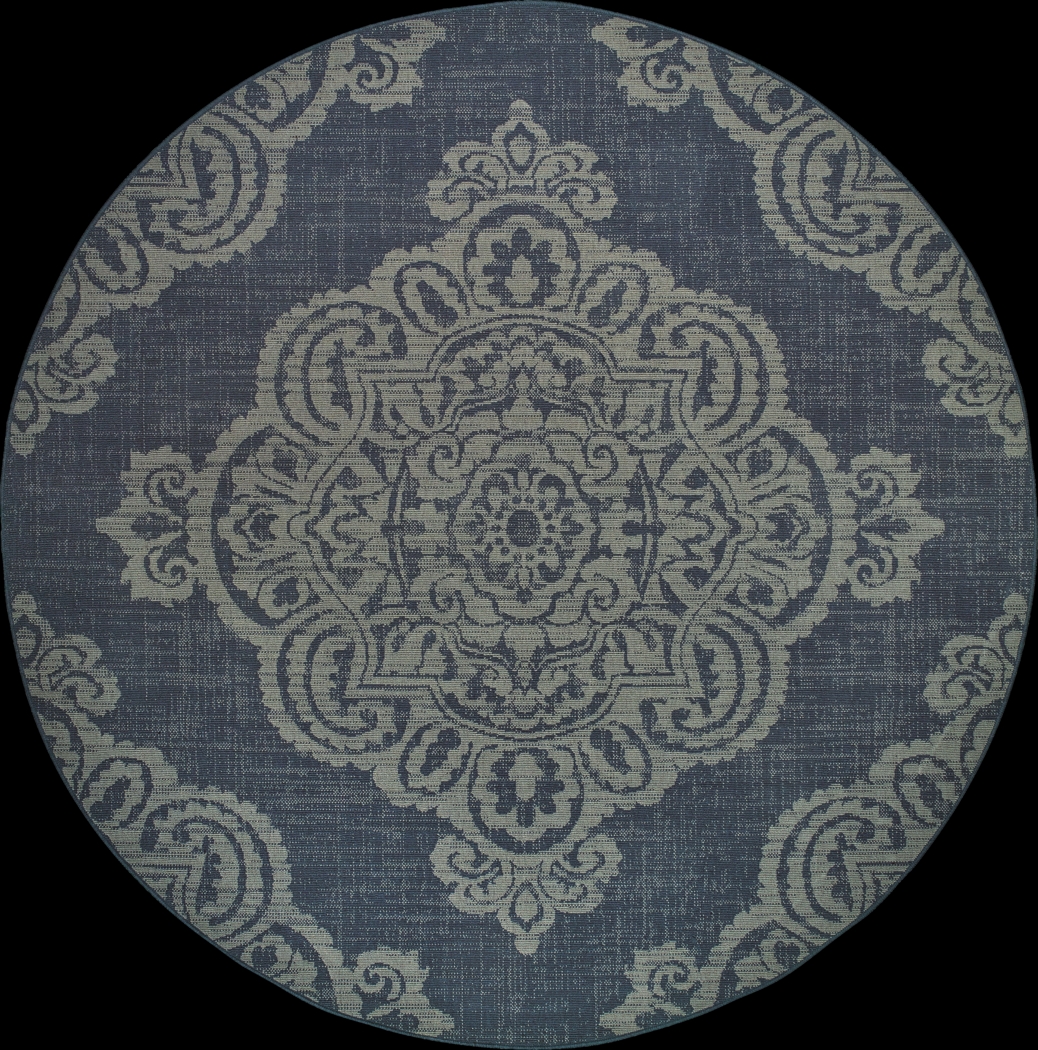 Hamiller Blue 7'10 Round Indoor/Outdoor Rug - Thumbnail - Image 1