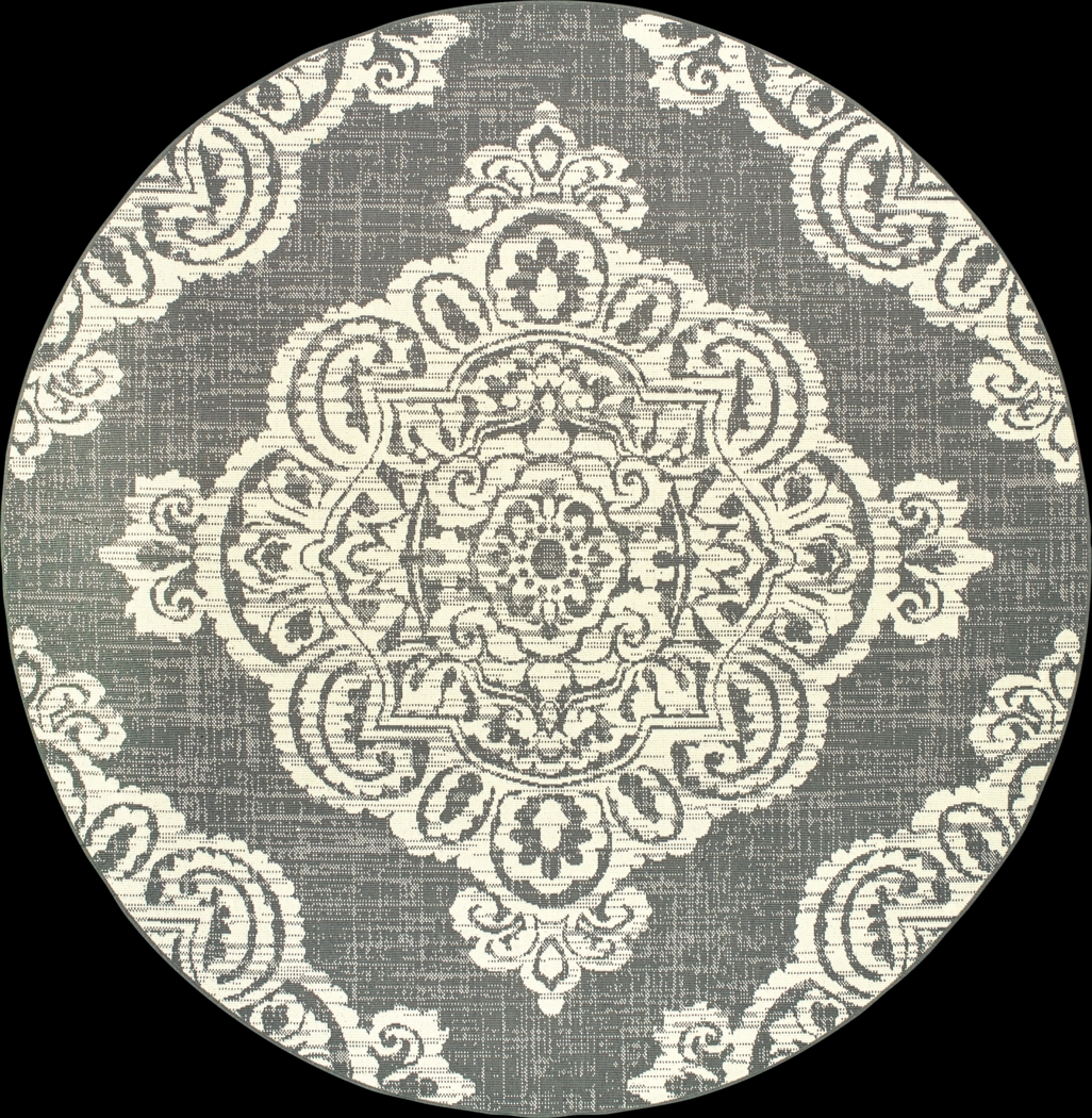 Hamiller Gray 7'10 Round Indoor/Outdoor Rug - Thumbnail - Image 1