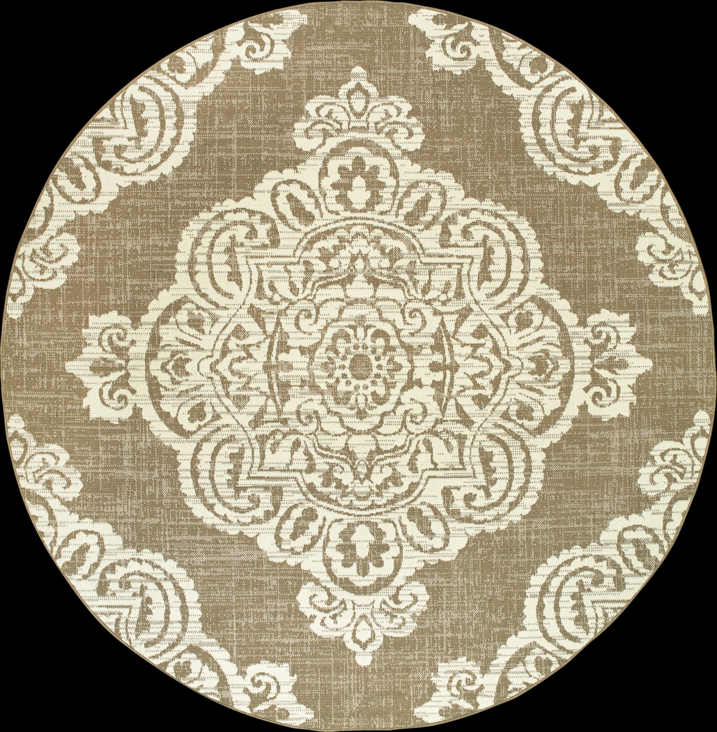 Hamiller Tan 7'10 Round Indoor/Outdoor Rug - Thumbnail - Image 1