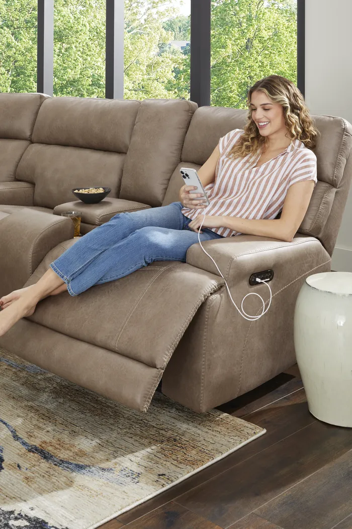 Hamilton Mushroom 6 Pc Dual Power Reclining Sectional Living Room - Thumbnail - Image 10