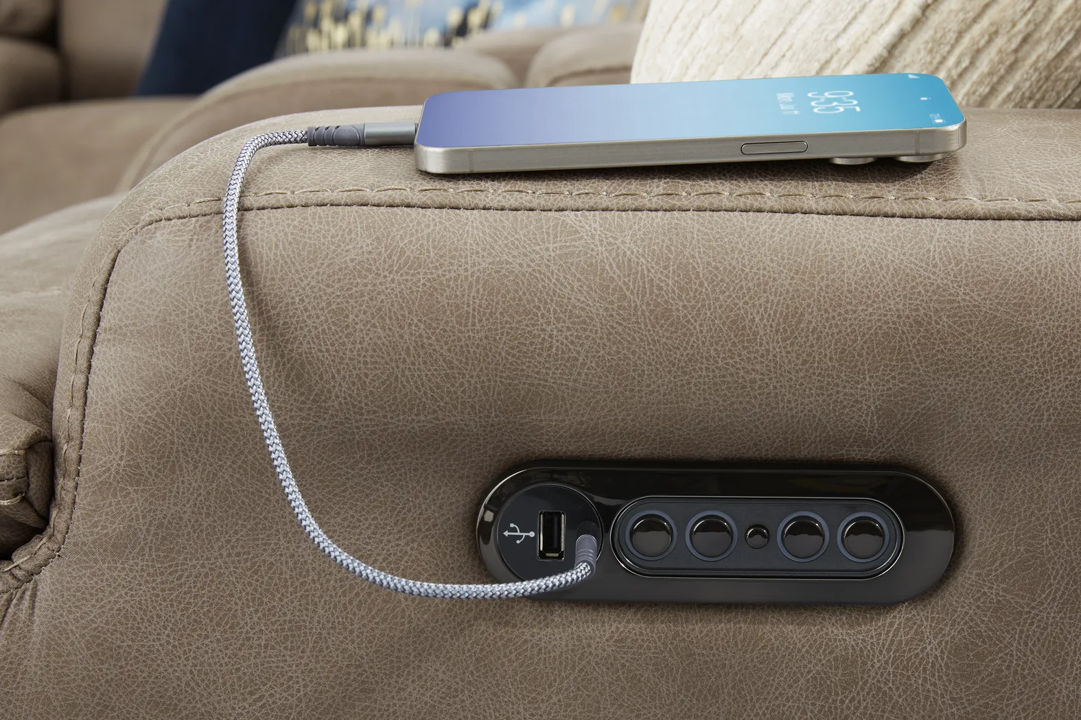 Hamilton Mushroom 6 Pc Dual Power Reclining Sectional Living Room - Thumbnail - Image 13