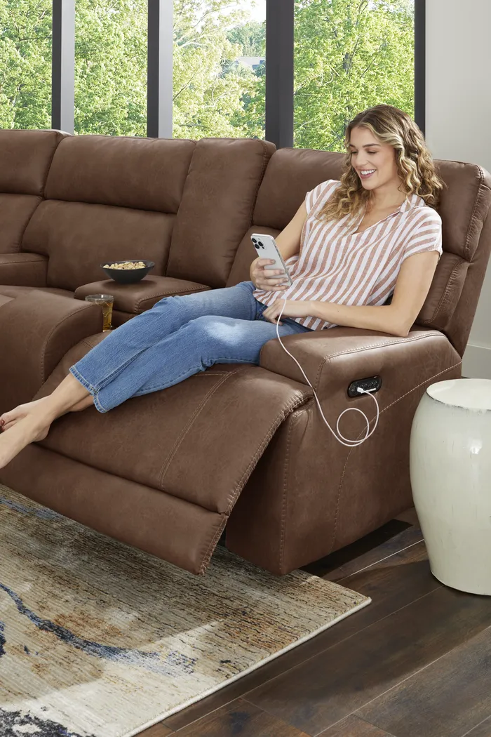 Hamilton Tobacco 6 Pc Dual Power Reclining Sectional Living Room - Thumbnail - Image 10
