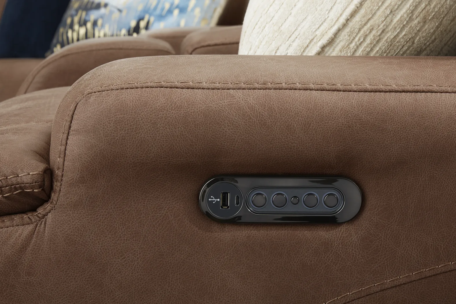 Hamilton Tobacco 6 Pc Dual Power Reclining Sectional Living Room - Thumbnail - Image 12