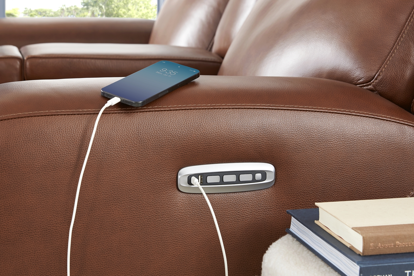 Hammond Park Brown Leather 5 Pc Triple Power Reclining Living Room - Thumbnail - Image 9