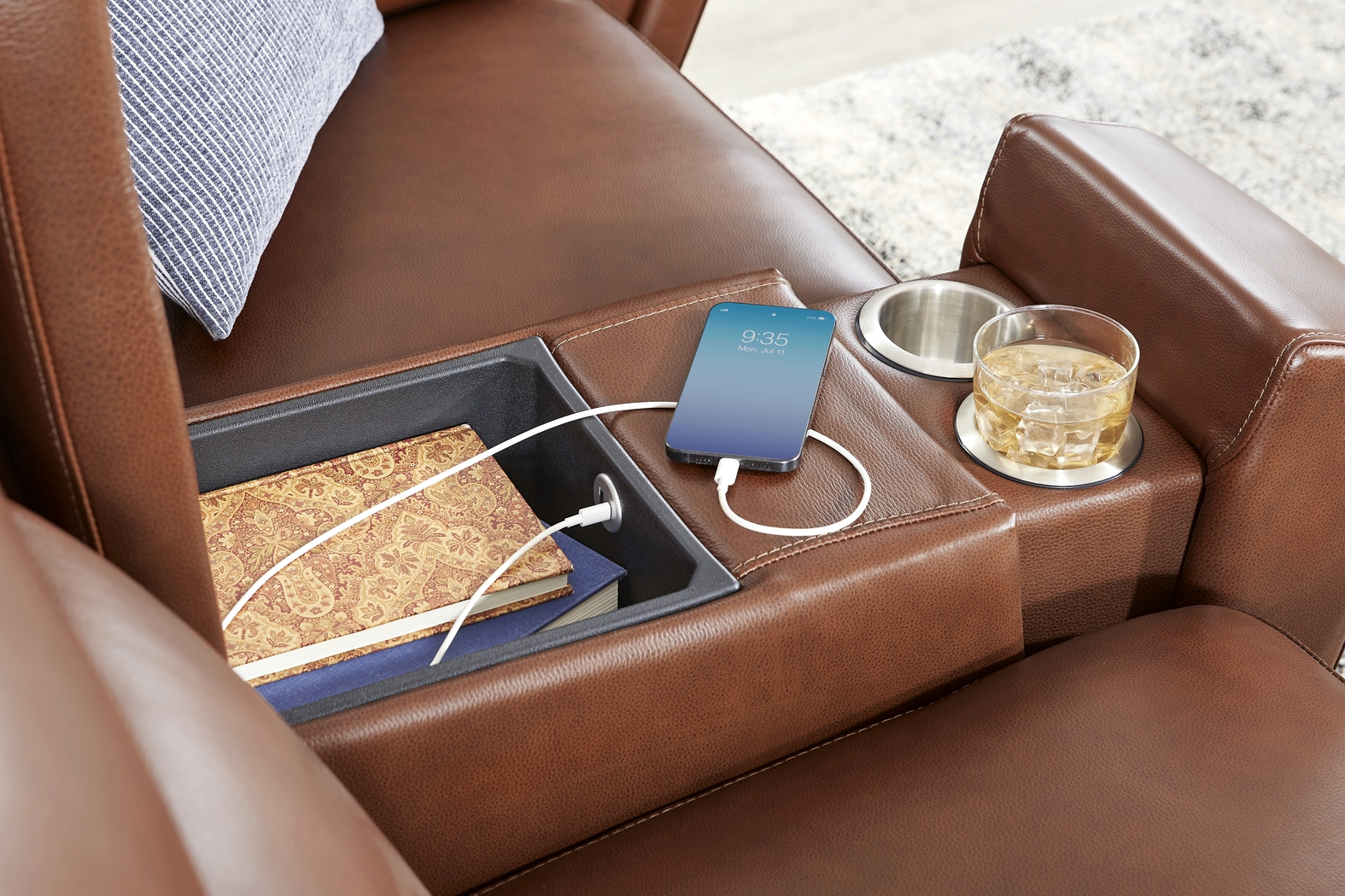 Hammond Park Brown Leather 5 Pc Triple Power Reclining Living Room - Thumbnail - Image 11