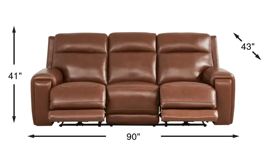 Hammond Park Brown Leather Triple Power Reclining Sofa | Rooms to Go