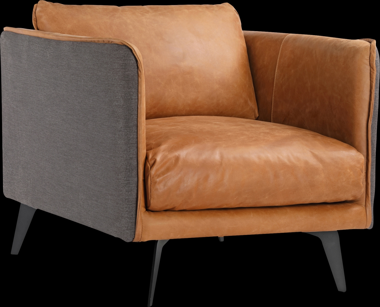 Hamor Orange Leather Accent Chair - Thumbnail - Image 1