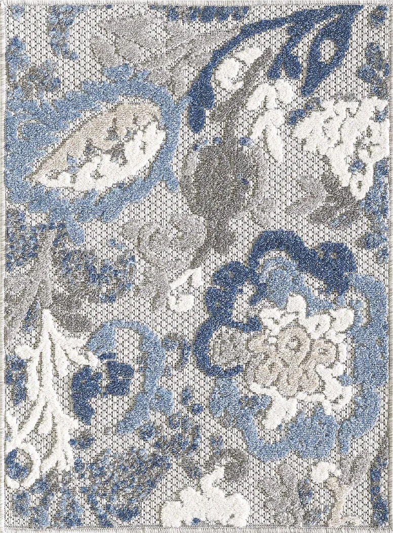 Hanaa Gray/Blue 2'2 x 7'6 Indoor/Outdoor Runner - Thumbnail - Image 5