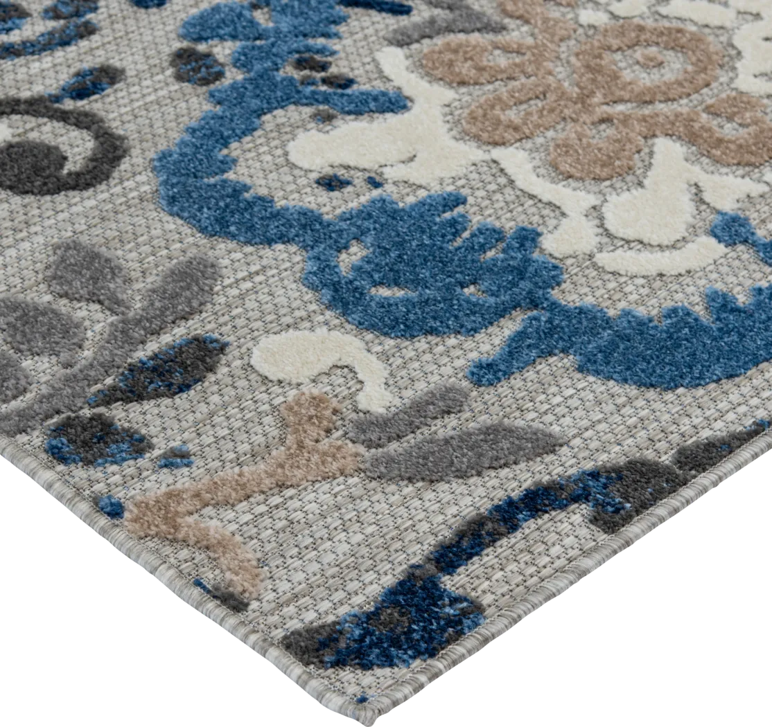 Hanaa Gray/Blue 2'2 x 7'6 Indoor/Outdoor Runner - Thumbnail - Image 8