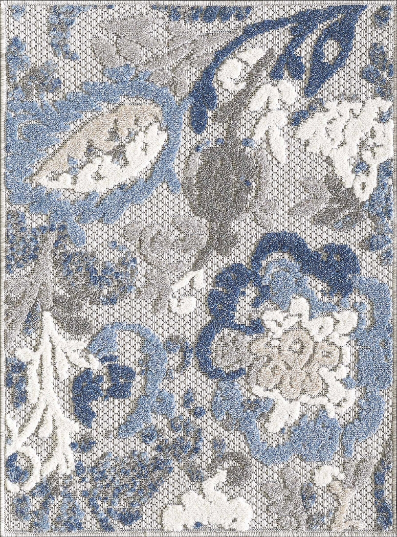 Hanaa Gray/Blue 5'3 x 7' Indoor/Outdoor Rug - Thumbnail - Image 5