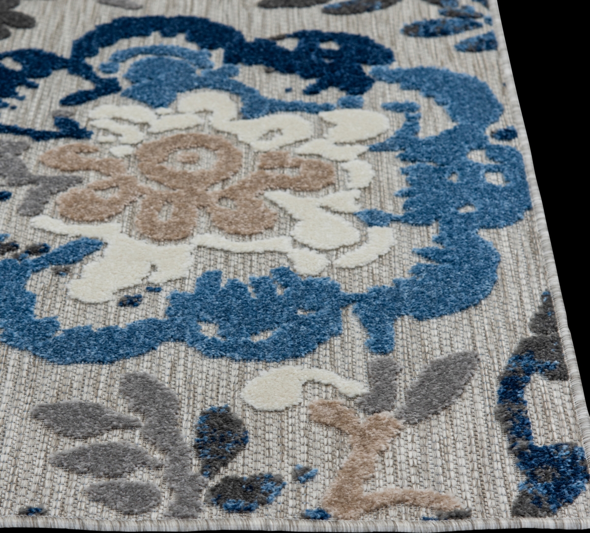 Hanaa Gray/Blue 5'3 x 7' Indoor/Outdoor Rug - Thumbnail - Image 7