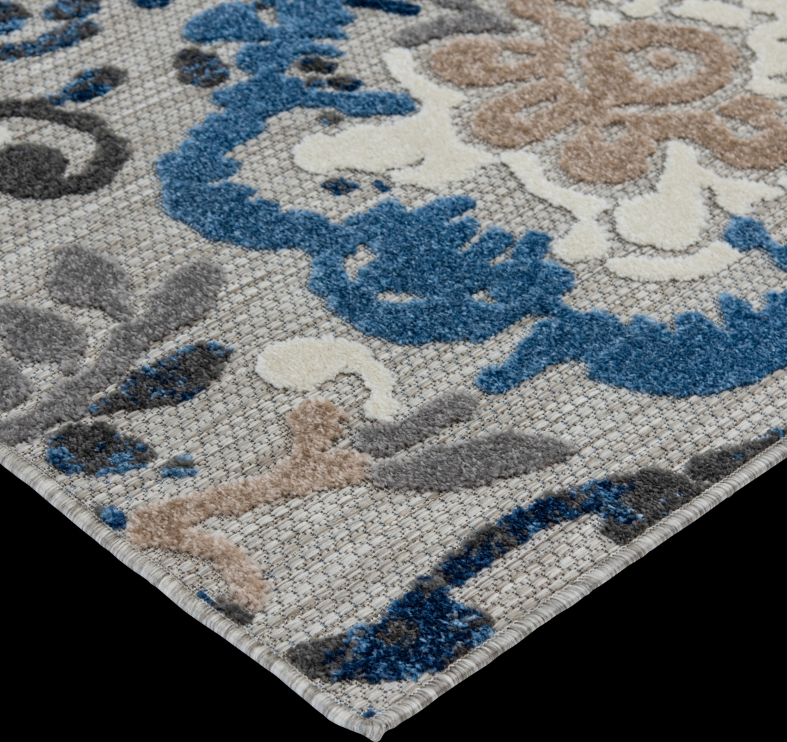 Hanaa Gray/Blue 5'3 x 7' Indoor/Outdoor Rug - Thumbnail - Image 8