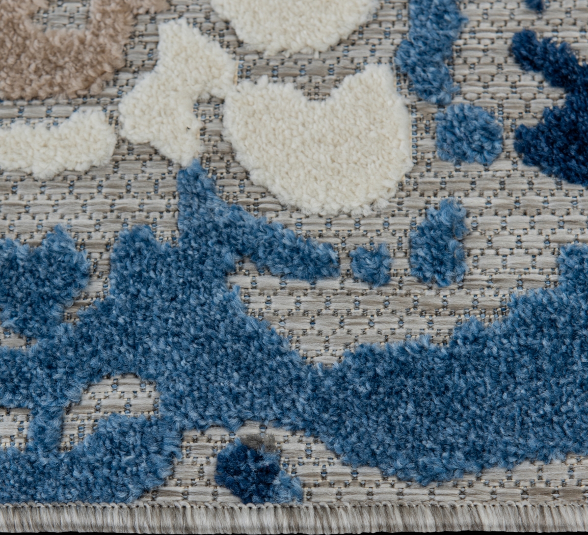 Hanaa Gray/Blue 5'3 x 7' Indoor/Outdoor Rug - Thumbnail - Image 9