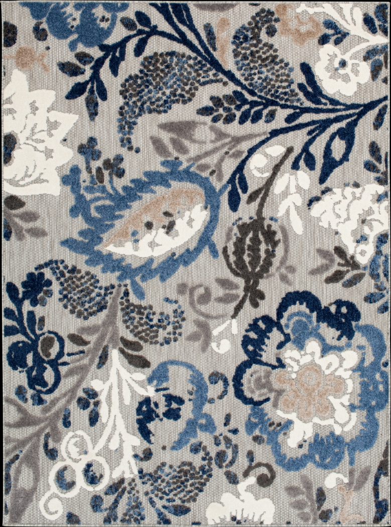 Hanaa Gray/Blue 5'3 x 7' Indoor/Outdoor Rug - Thumbnail - Image 1