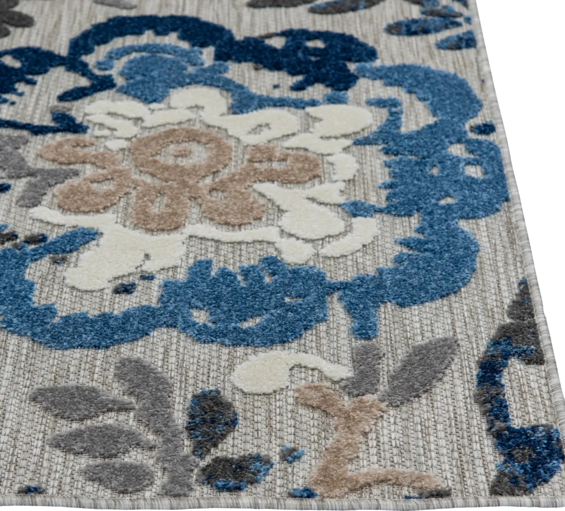 Hanaa Gray/Blue 7'10 x 9'10 Indoor/Outdoor Rug - Thumbnail - Image 7