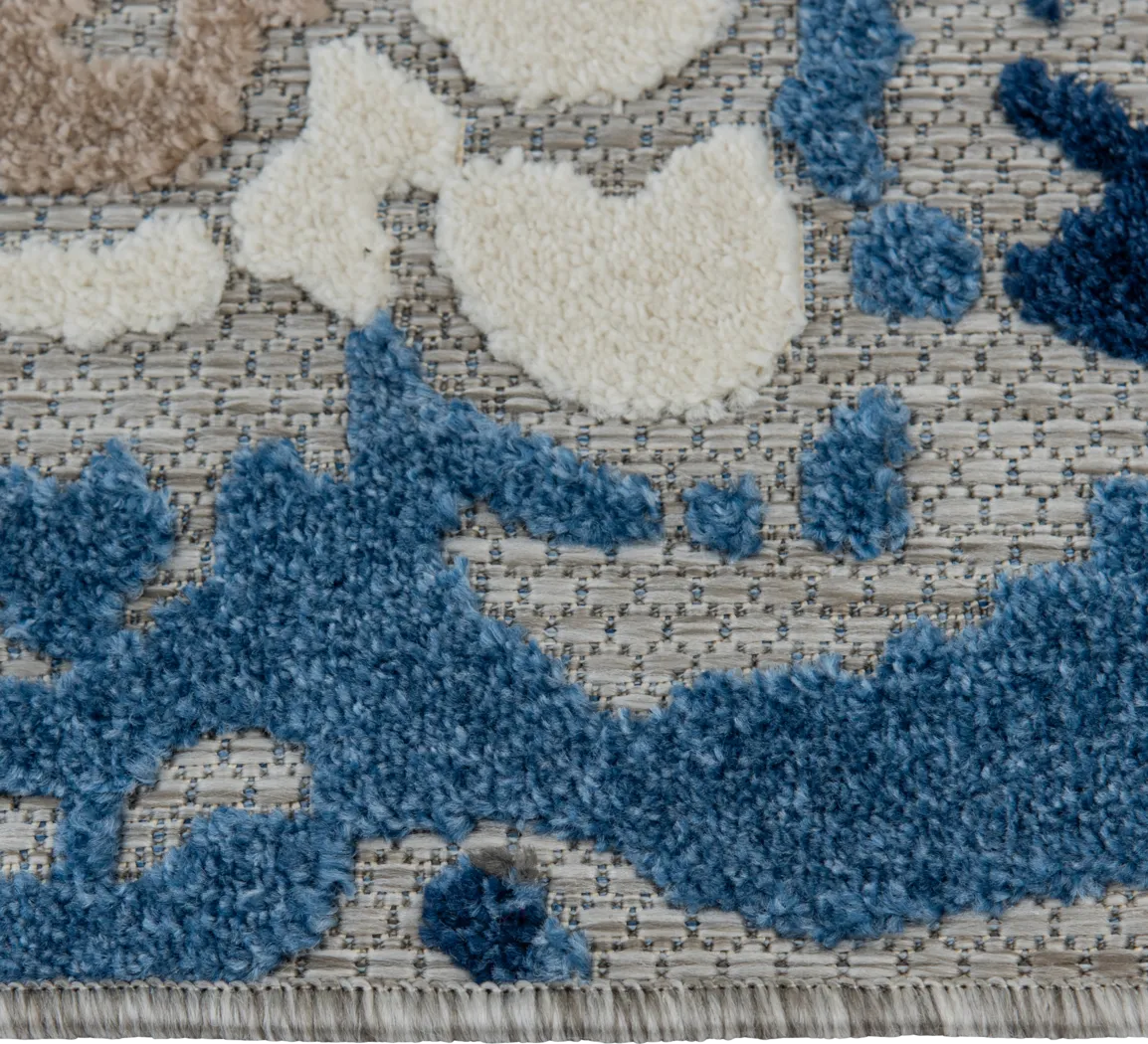Hanaa Gray/Blue 7'10 x 9'10 Indoor/Outdoor Rug - Thumbnail - Image 9