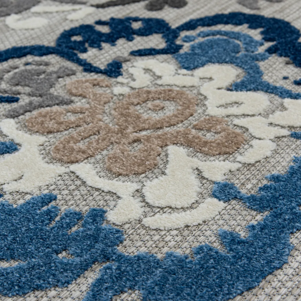 Hanaa Gray/Blue 7'10 x 9'10 Indoor/Outdoor Rug - Thumbnail - Image 10